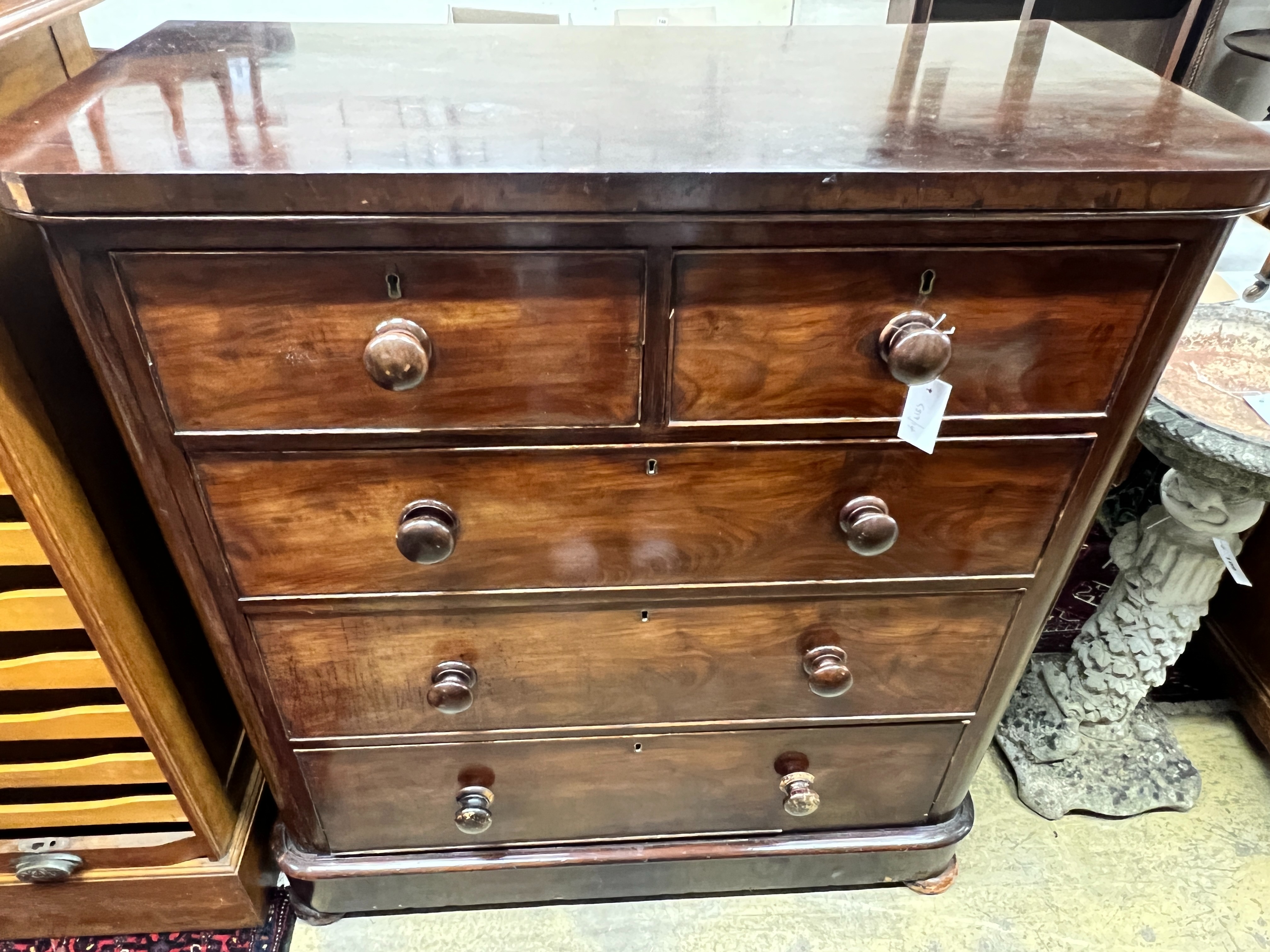 A Victorian mahogany chest, width 100cm, depth 49cm, height 110cm